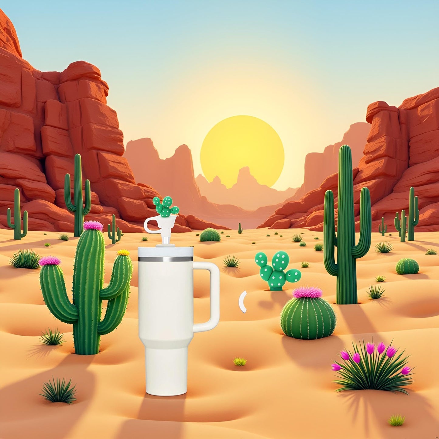 Green Cactus Straw Cover for Stanley 40&30 Oz Cup, 10mm Silicone Straw Covers Cap for Stanley Cup Accessories, Cute Topper for Tumblers, Cap Stopper for Reusable Tip Lids