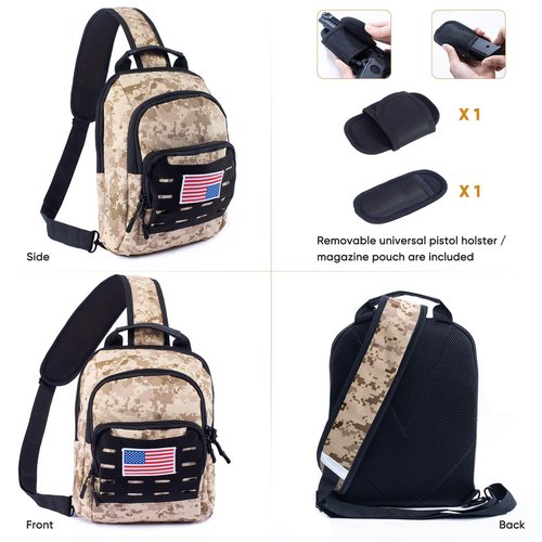 VIGERARI Tactical Sling Bag for Men, Concealed Carry Bag for Men, Women Gun Bag, Tactical Sling Backpack for Handguns