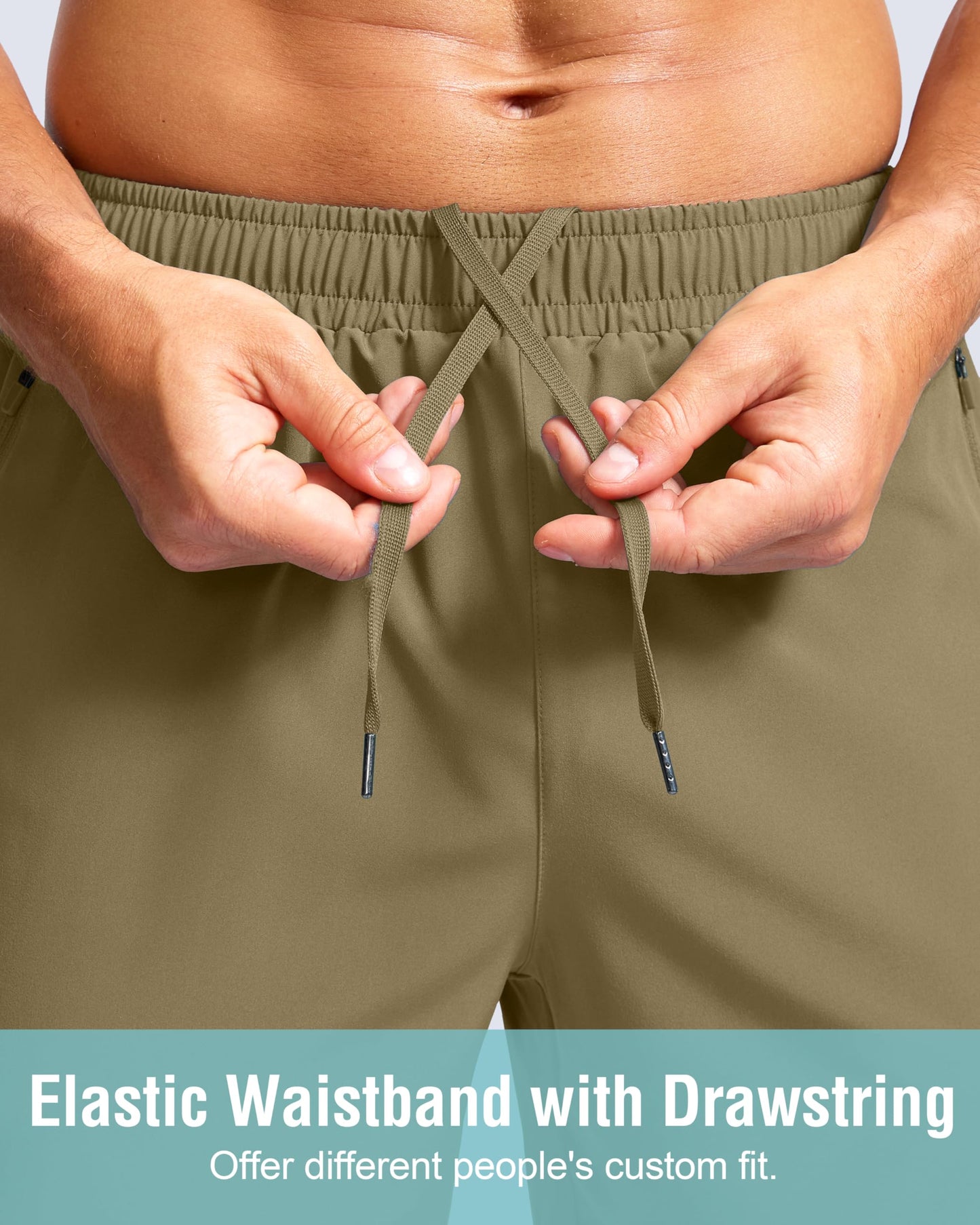 G Gradual Men's Athletic Running Shorts with Zipper Pockets Quick Dry 7"/ 5"/ 9" Workout Gym Shorts for Basketball Hiking(Dusty Khaki,5M)