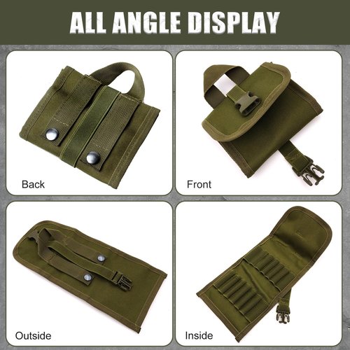 Tactical Ammo Pouch 14 Round Rifle Bullets Holder Foldable Molle Shell Pouch Ammo Wallet for Hunting Shooting Ammunition Storage Bag Utility Magazine Pouch for Bullets