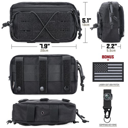 WYNEX Tactical Admin Pouch Molle, Utility EDC Bag, Dual-Purpose Organizer Dangler Drop Pouch (Black)