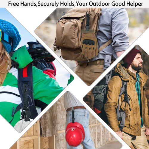 MELOTOUGH Tactical Glove Clip Paracord Glove Holders with 2 Alligator Clips for Tactical,Hiking,Hunting,Work,Outdoor Activities(Black)