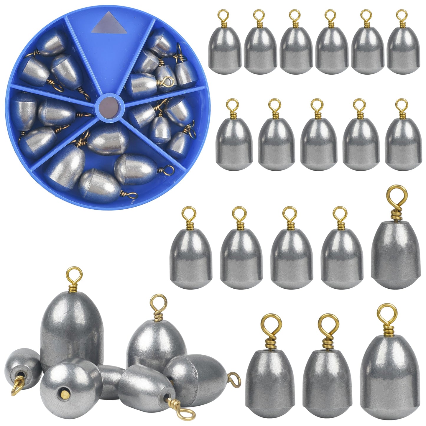 Fishing Weights Sinkers Kit,19/52pcs Bass Casting Sinkers Weights Bell Sinkers Assorted Iron Fishing Weights Drop Catfish Sinkers Weights for Saltwater Freshwater Fishing