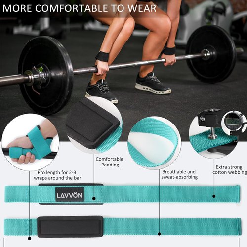 Squat Pad Set - Foam Barbell Pad for Squats Cushion, Lunges & Bar Padding for Hip Thrusts - Standard Weight Bar Pad - With Ankle Straps, Wrist Straps for Weightlifting (Mint)