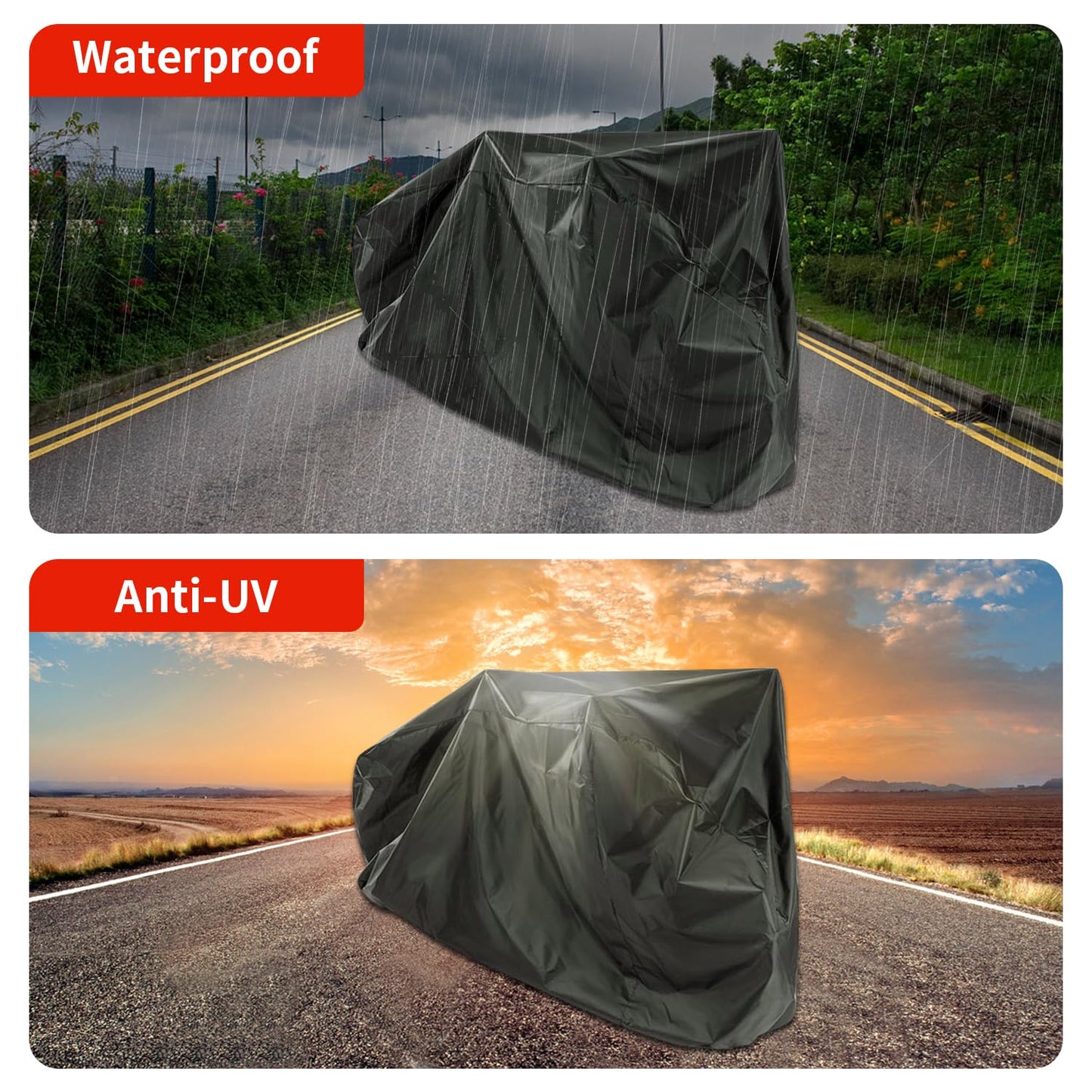 Bike Cover Outdoor Waterproof Bicycle Covers UV Snow Dust Wind Proof Motorcycle Covers with Anti-Theft Lock Hole for Mountain Road Electric City Bike XL