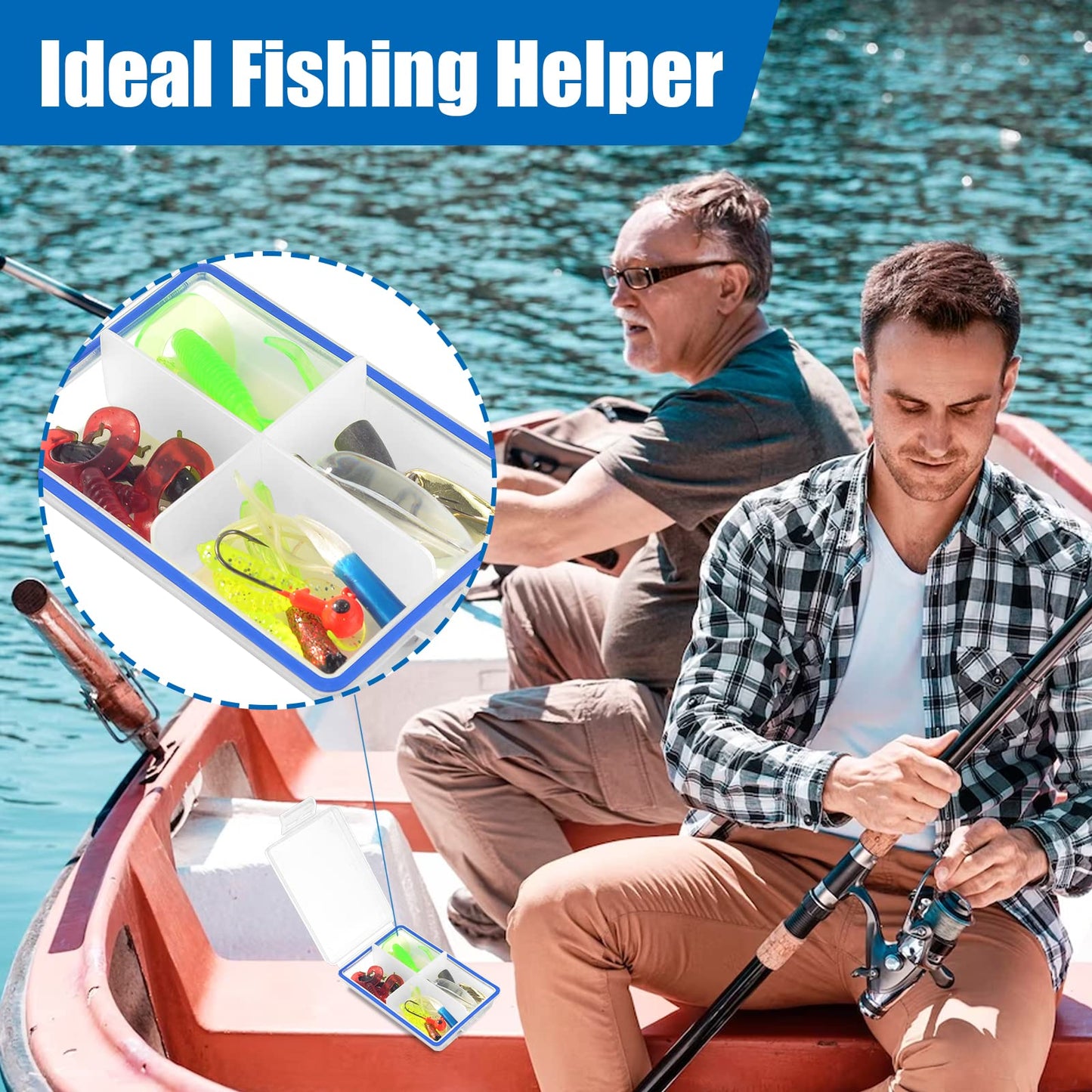 4 Pcs Mini Waterproof Tackle Organizer - Small Fly Fishing Box with Dividers for Hooks, Flies, Beads & Lures