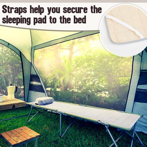 Threehoney 2 Pack Cot Mattress Topper Pad Quilted Foam Camping Single Soft Portable Sleeping Topper with Storage Bag Waterproof Non-Slip Bottom for Camp Cot Rv Bunk Narrow Twin Beds, 75 x 30 Inch