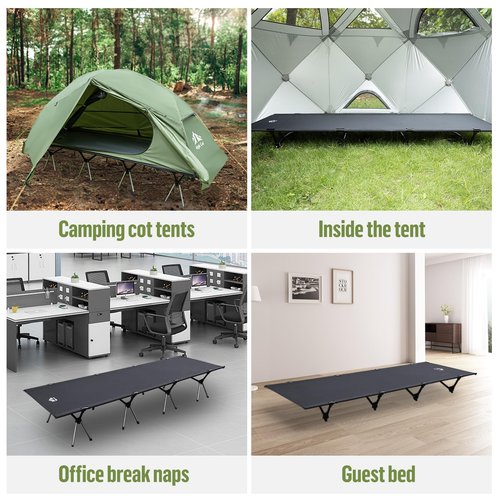 Night Cat Camping Cot Bed - Portable Folding Sleeping Cots for Adults 1-Person Outdoor Elevated Off-Ground Beds Easy Set-up Army Sleeping Bed 87"x28"