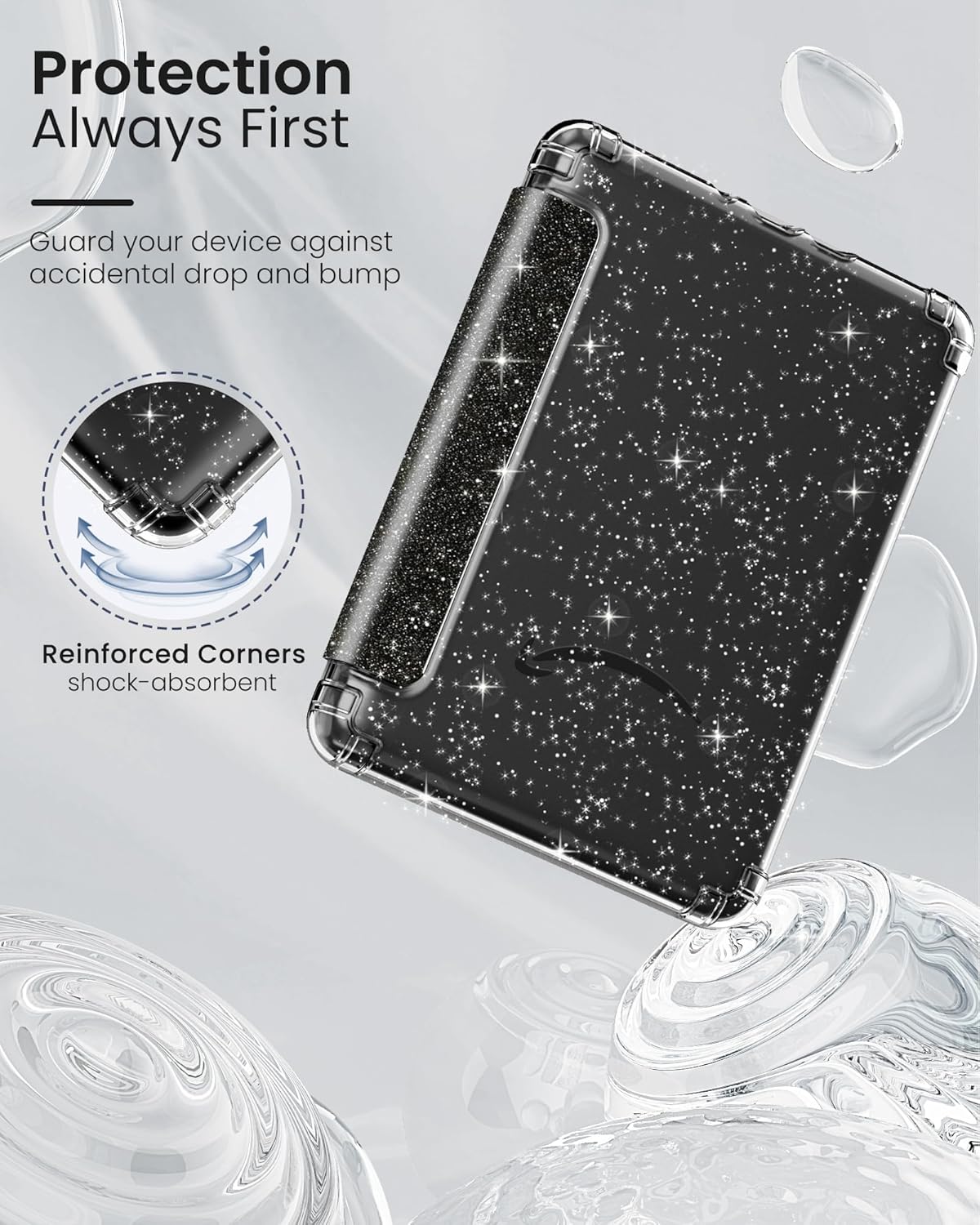 MoKo Case for All-New 7" Kindle Paperwhite 2024 12th Gen&Kindle Colorsoft Signature Edition 2024,Ultra Clear Soft Flexible Glitter TPU Back Cover Light Shell with Auto Wake/Sleep, Glitter Purple