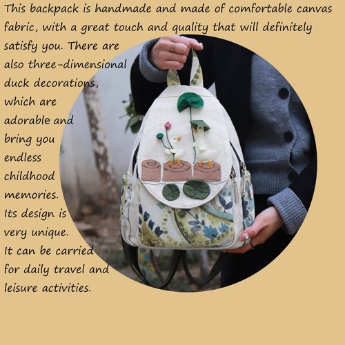 XIAOLZSL Beautiful Cute Fashion Canvas Casual Day Women Mini Backpack, Arts Handmade Solid Ducks Cute Style Backpack