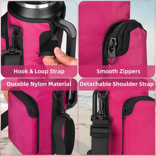 Xxerciz Water Bottle Carrier Bag for Stanley 64oz Tumbler with Handle, Water Bottle Holder with Adjustable Strap, Bottle Sling Sleeve with Phone Pouch, Stanley Cup Accessories for Walking Hiking