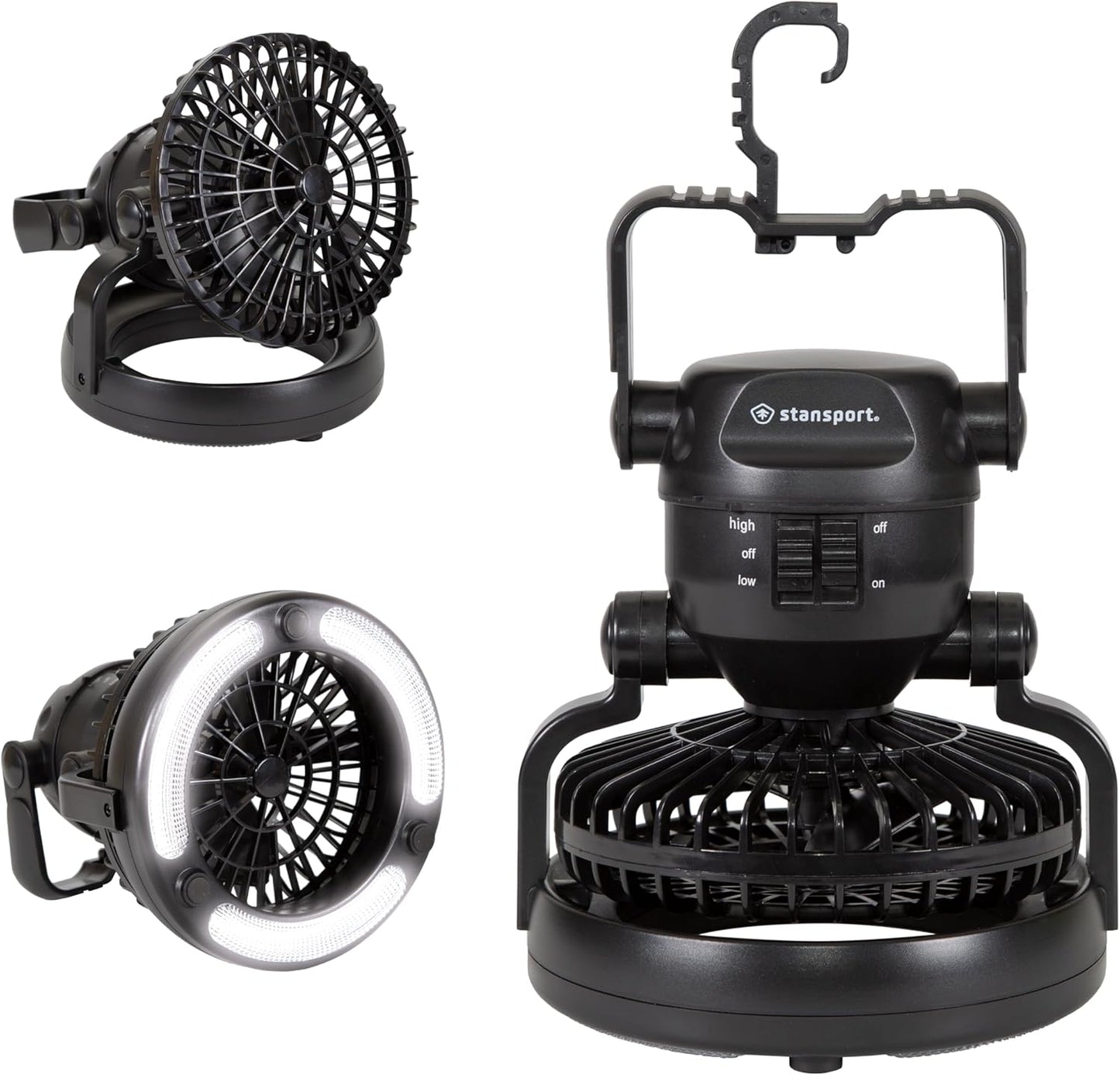 Stansport 450 LED Camping Lantern with Fan - Portable Black Outdoor Light