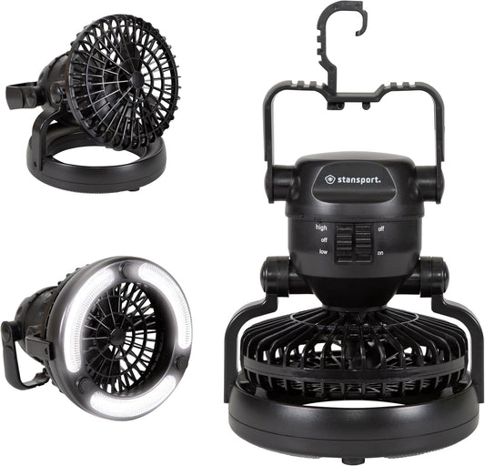 Stansport 450 LED Camping Lantern with Fan - Portable Black Outdoor Light
