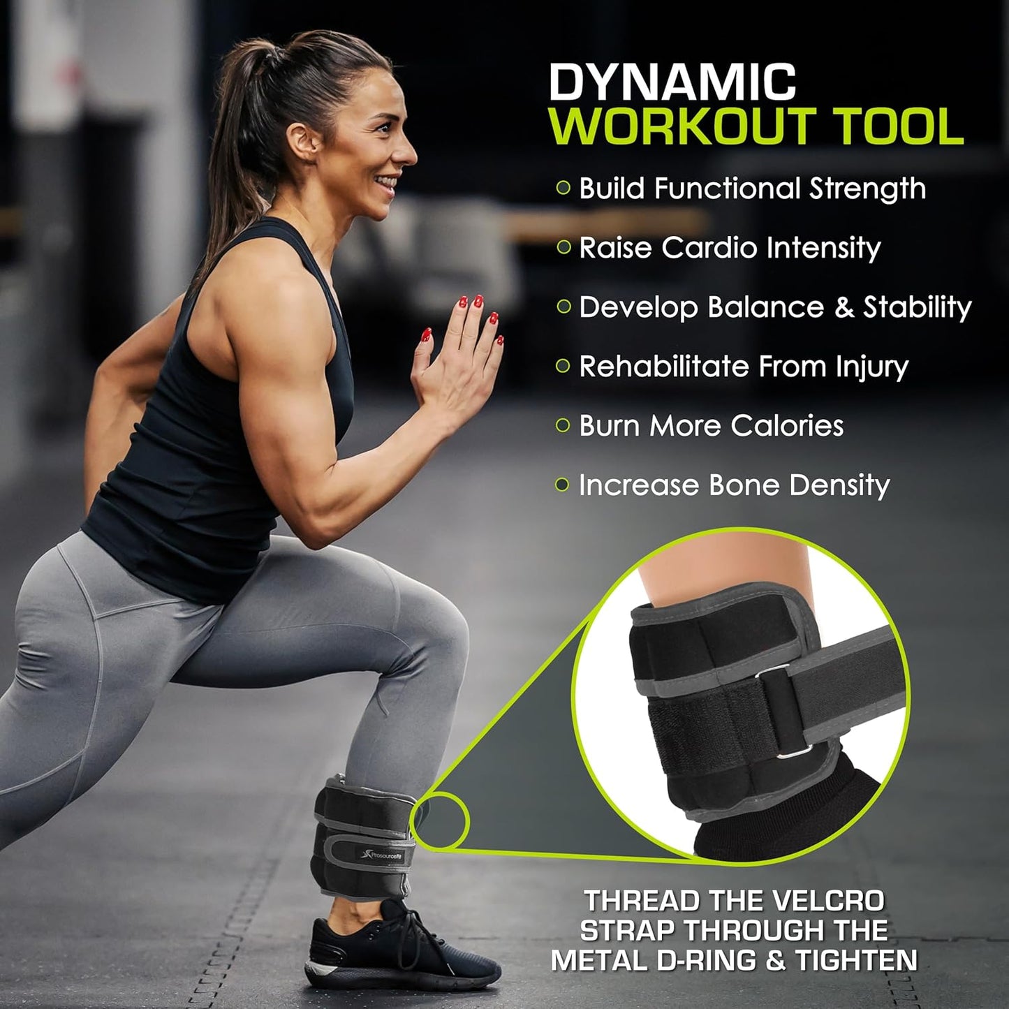 ProsourceFit Ankle/Wrist and Arm/Leg Weights Set of 2, Adjustable Strap 1 lb-5 lb, Adjustable Weight 15 lb, 10 lb, 7 lb for Men and Women
