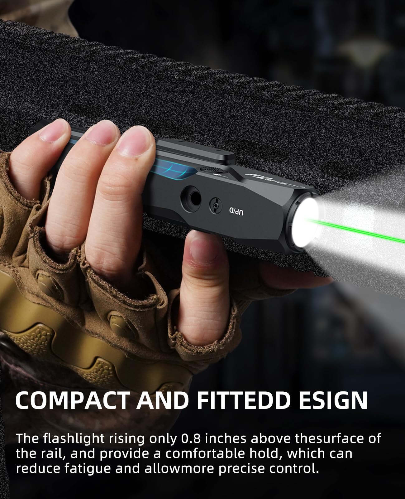 EZshoot 1700 Lumens Tactical Laser Light Combo for Rifle with Magnetic Rechargeable, AR Laser Light Combo Compatible with Picatinny Rail and M-Rail, Rifle Flashlight for Home Defense, Hunting