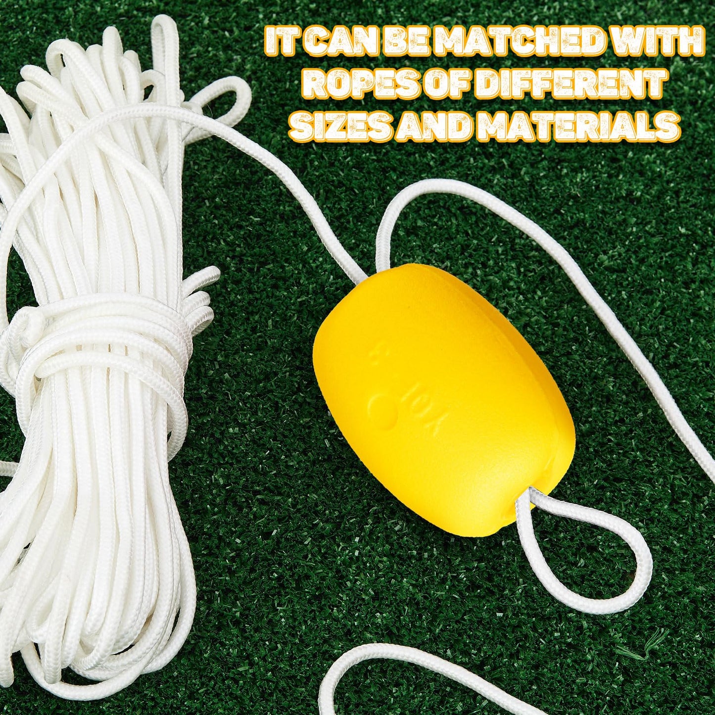 Poen 6 Pcs Buoys Float Rope Floats Marine, 4" x 3", 4/5" Hole Deep Water Fishing Marker Buoys Anchor for Boat Swimming Pool Kayak Trail Dock Crabbing Skiing Marine, Yellow