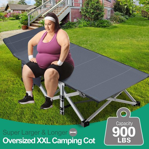 LILYPELLE Oversized XXL Folding Camping Cot, 78" L x 32" W x 18" H Heavy Duty Sleeping Cots with Carry Bag, Double Layer Oxford Portable Travel Camp Cots for Home, Office Nap and Outdoor Beach
