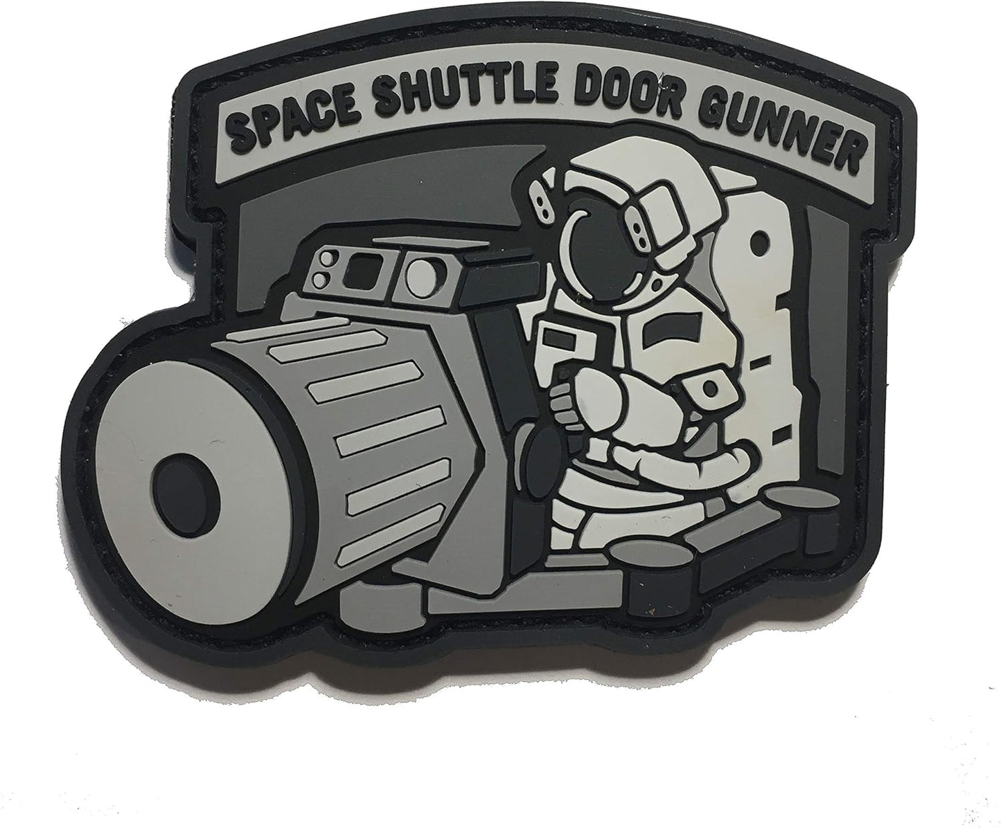 The PVC/Rubber Tactical Space Shuttle Door Gunner Patch Combat Army Morale (Hook/Loop) Patch