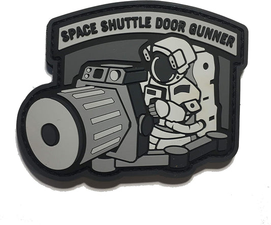 The PVC/Rubber Tactical Space Shuttle Door Gunner Patch Combat Army Morale (Hook/Loop) Patch