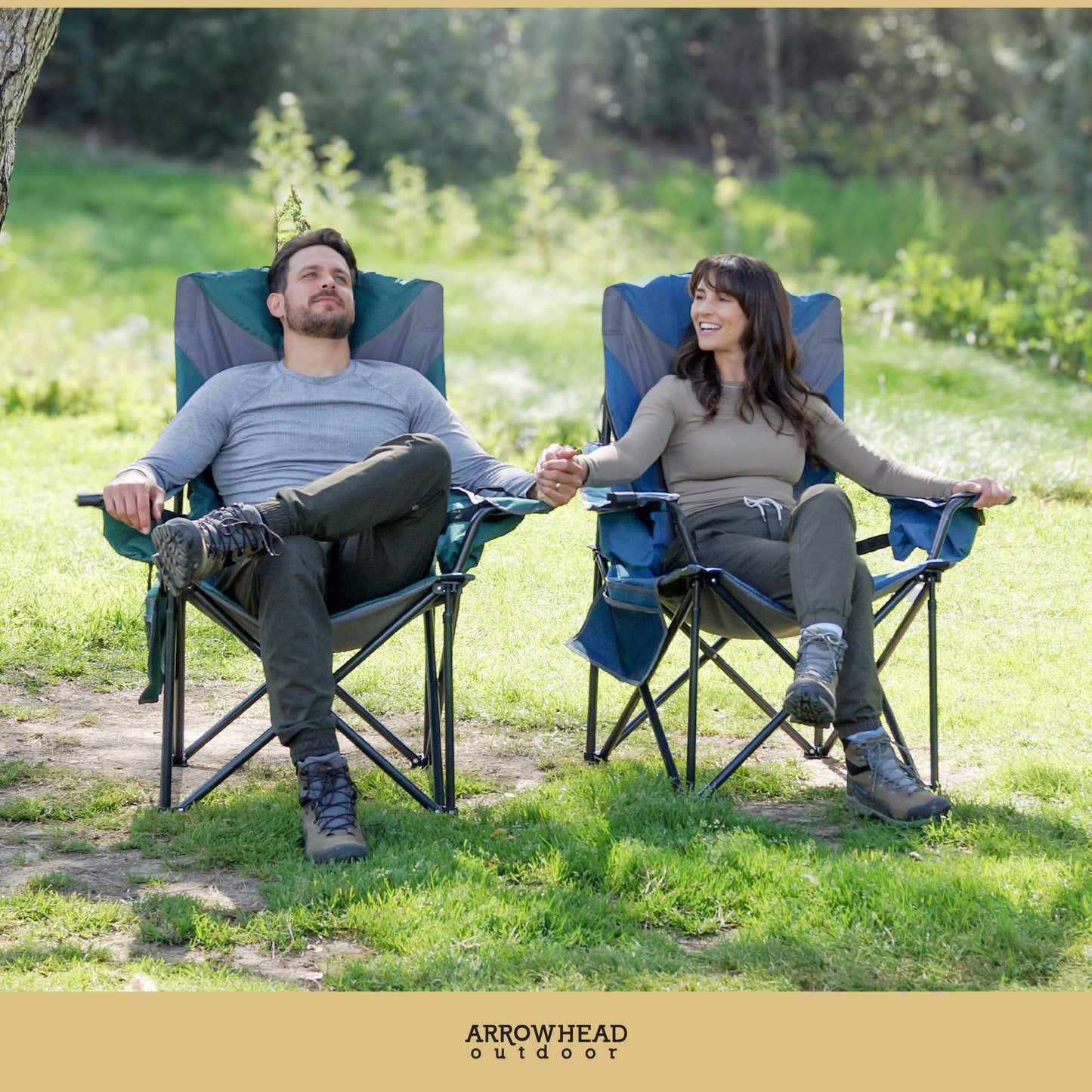 ARROWHEAD OUTDOOR Oversized XXL Portable Folding Camp Chair w/Glass & Cup Holders, Armrest Cooler, Heavy Duty Carry Bag, 600 lbs Weight Capacity