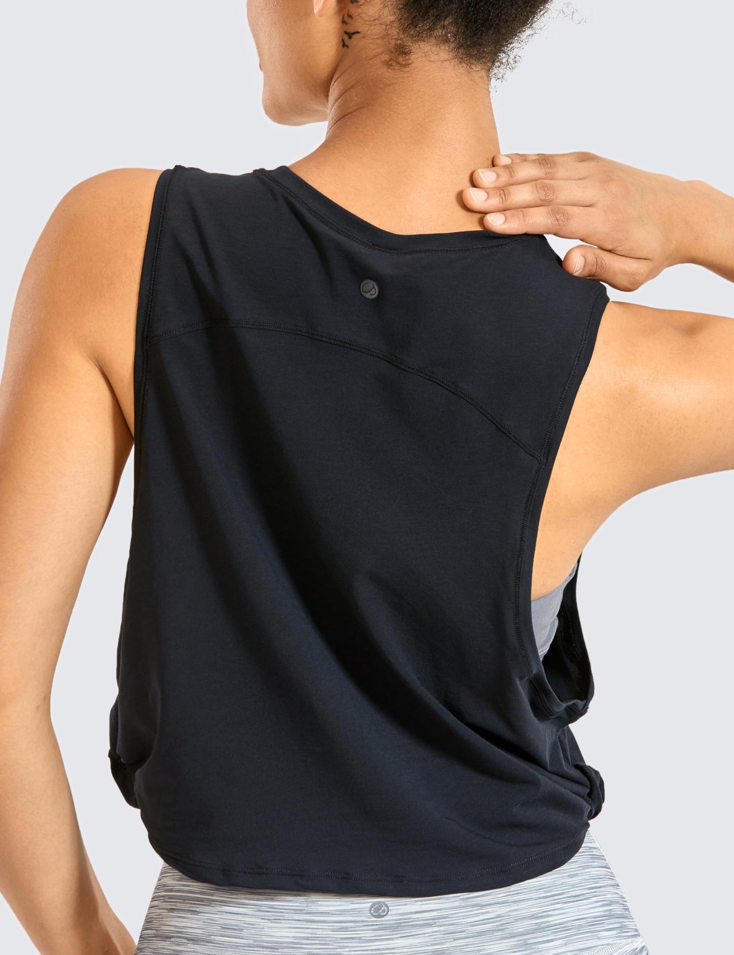 CRZ YOGA Pima Cotton Large Armhole Tank Tops for Women - Workout Sport Athletic Yoga Running Gym Loose Crop Sleeveless Shirts Black X-Large