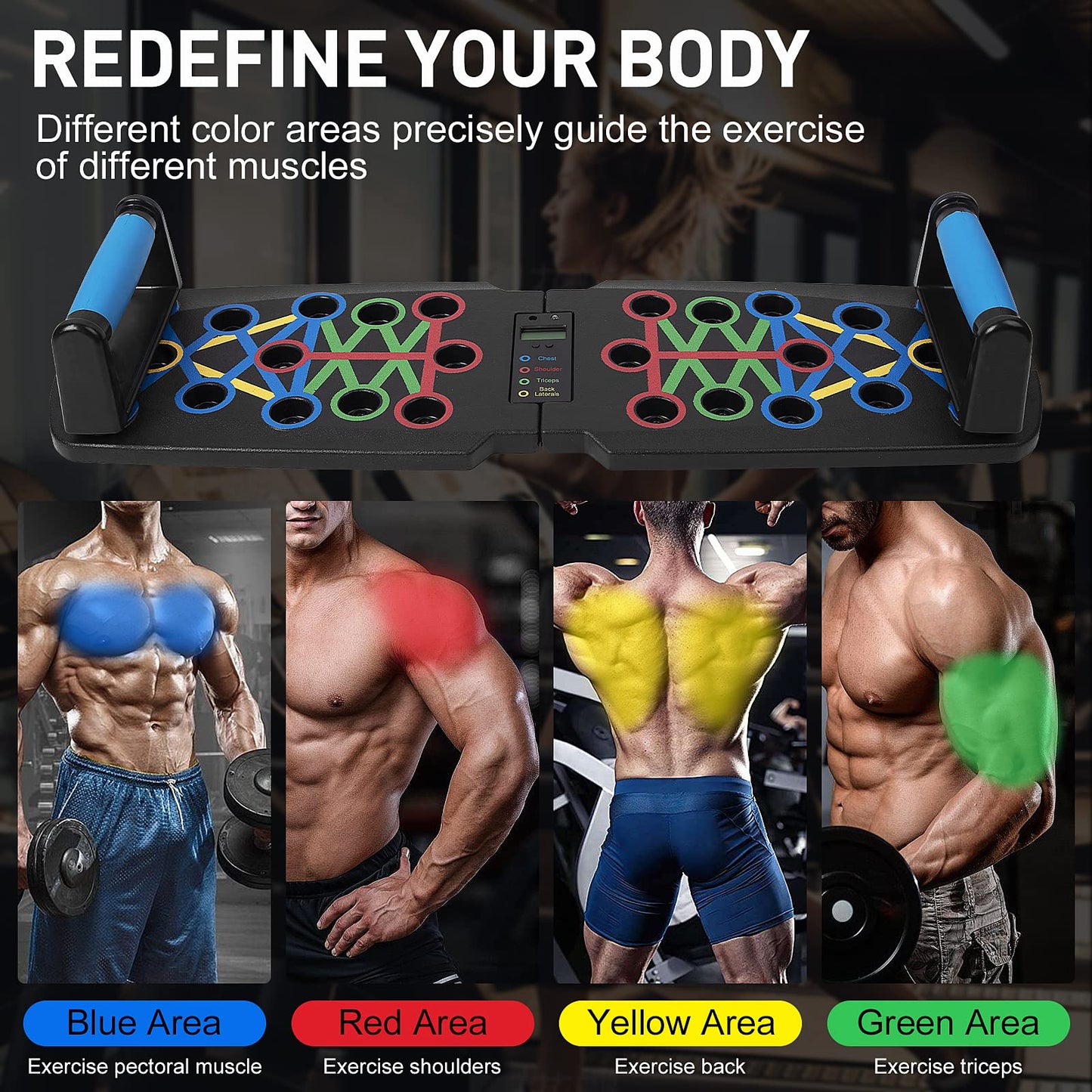 Fueti Home Gym Equipment, with Automatic Count Push Up Board, 30 in 1 Home Workout Set with Foldable Push Up Bar, Resistance Band, Jump Rope, Drawstring Bag, Back, Abdominal Workout