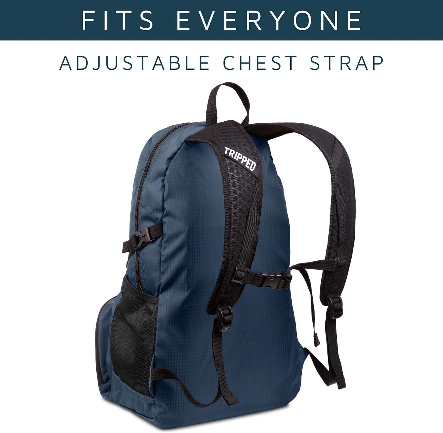 TRIPPED Travel Gear Traveling Backpack- Foldable collapsible lightweight backpack for travel (Black) 35 liters