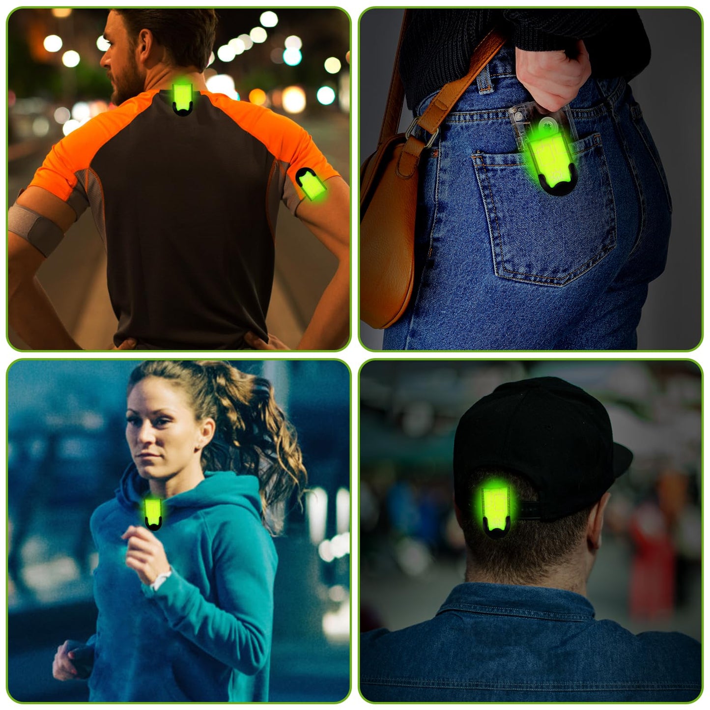 Aucuu Reflective Running Gear Set, Magnetic LED Clip Lights, Rechargeable Magnet Clip, Running Safety Lights with 3 Lighting Modes, High Visibility, Brightly Luminous for Night Running, Cycling