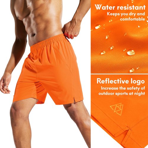 Haimont Men's Active Orange Running Shorts 7 Inch, Exercise Shorts, Quick Dry Gym Athletic Shorts with Pockets L