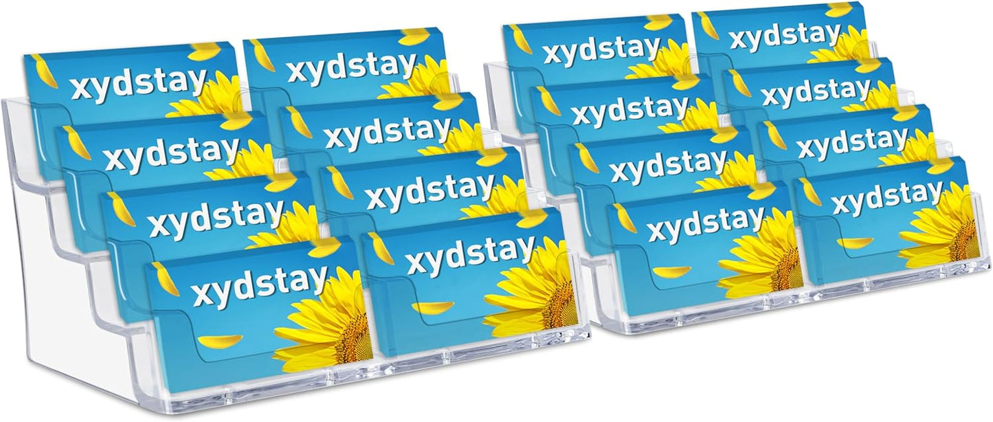 Acrylic Business Card Holder for Desk,4-Tier Clear Plastic Display Stand with 8 Pockets, Holds 400 Cards,ldeal for Office & Workspace Organization