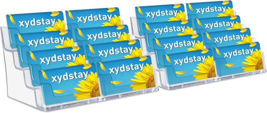 Acrylic Business Card Holder for Desk,4-Tier Clear Plastic Display Stand with 8 Pockets, Holds 400 Cards,ldeal for Office & Workspace Organization