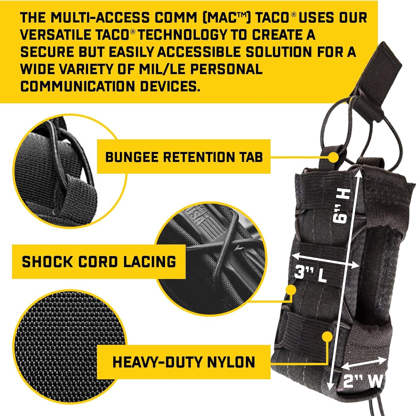 High Speed Gear® - Multi-Access Comm (MAC™) Taco® MOLLE Pouch, Police Gear & Military Gear, MOLLE Radio Pouch, Tactical Pouch for Professionals (Black)