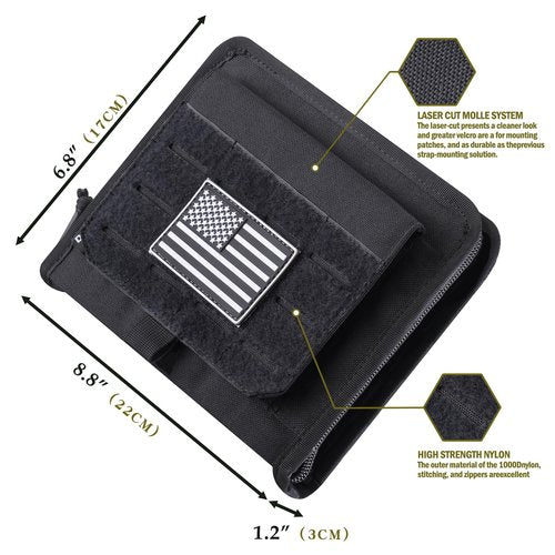 DCSZM Molle Admin Pouch,Tactical Tool Bag Nylon Water-Repellent Molle Pouches Include U.S Patch