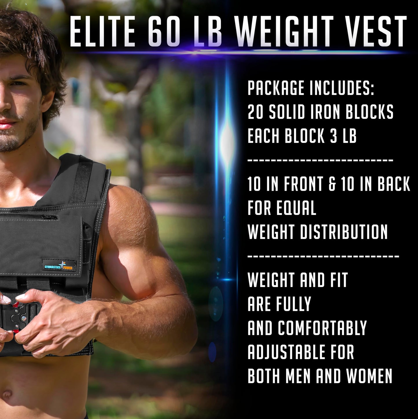 Weighted Vest 6lb, 10lb, 12lb, 25lb, 35lb, 45lb, 60lb Removable Iron Weights for Men and Women Workout for Calisthenics and Fitness Sport Training (Black, 60 LB)