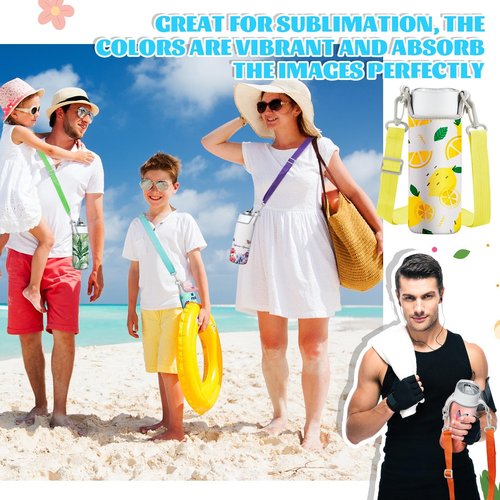 Tanlade Sublimation Water Bottle Bag Blanks 26 oz Include Insulated Blank Water Bottle Holder Shoulder Adjustable Strap 6 Shrink Wrap Bags for Adult Kid Hiking (White,6 Set)