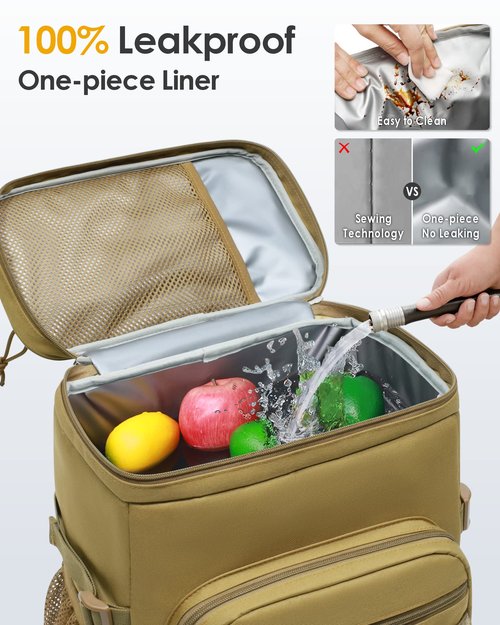 TACTICISM Backpack Cooler 25L - Tactical Lunch Backpack for Men Work - Molle Soft Cooler Backpack Insulated Waterproof Leak Proof as Gift for Hiking Picnic Beach Accessories, Brown-2-TBF001