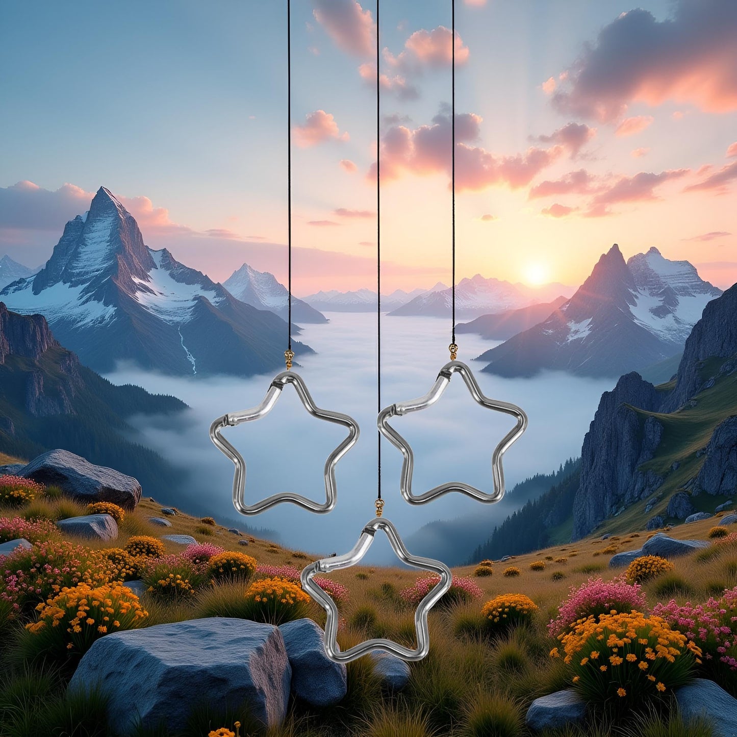 3Pcs Silver Carabiner Clip Star Shaped Climbing Buckle Aluminum Alloy Heavy Duty Keyring Hook for Camping Fishing Hiking Traveling Spring Loaded Accessory and Keychain Carabiners Accessories