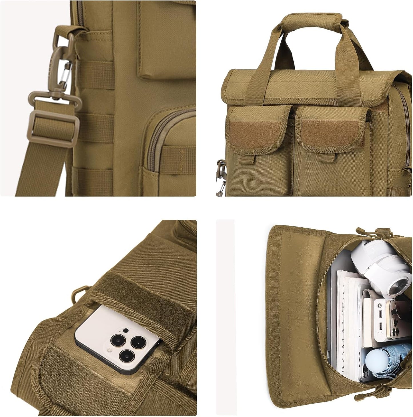 ArcEnCiel 12.9-14 Inch Laptop Tactical Messenger Bag Men MOLLE Sling Pack Briefcase Gear Handbags Utility Carry Satchel