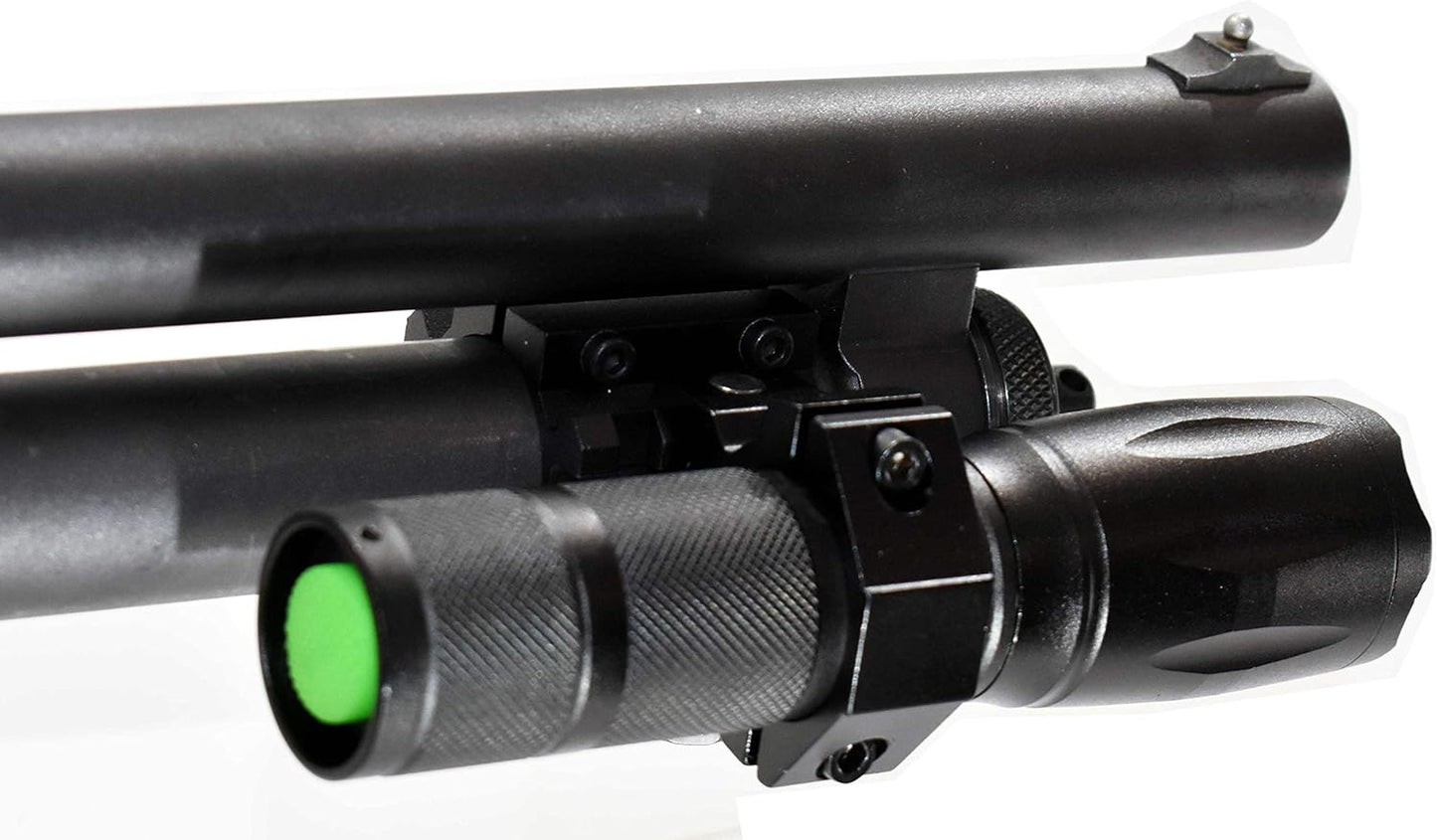 Trinity 1000 Lumen led Flashlight for mossberg 590 12ga Home Defense Tactical Hunting Optics Aluminum Black Picatinny Weaver Mounted Adapter Single Rail Mount.