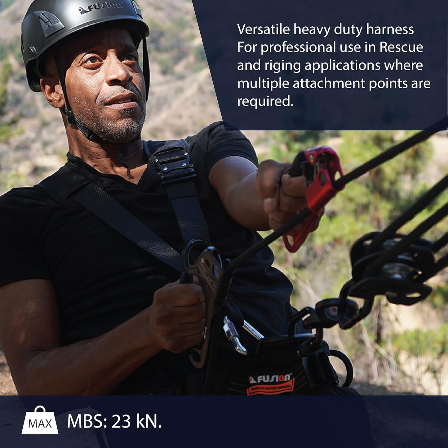 Fusion Climb Tac Rescue Tactical Full Body 3d Eva Padded Heavy Duty Adjustable Zipline Harness 23kn