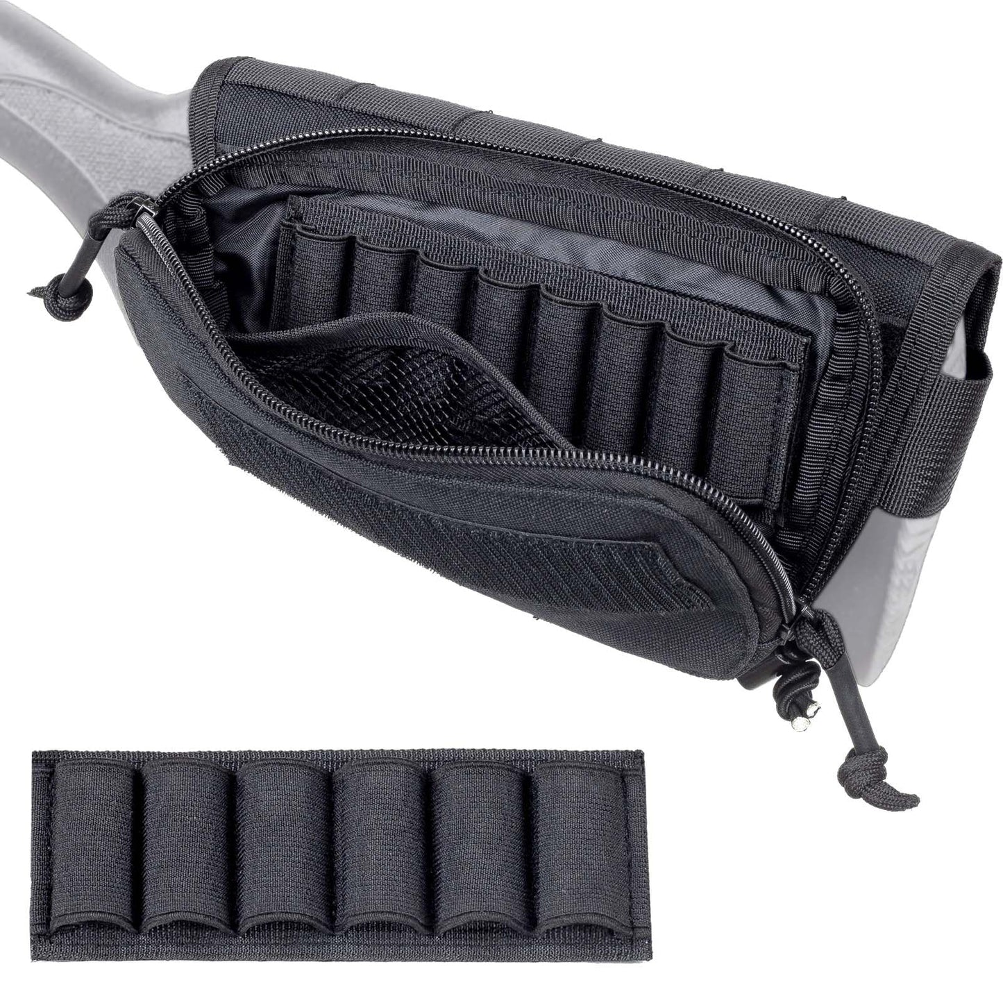 Aprikostein Buttstock Shotgun Shell Holder for Ammo 12 Gauge 20Ga 30-06 30-30 45-70 7.62 410 Left Right Handed Ambidextrous Rifle Stock Pouch Cheek Rest Shotshell Carrier