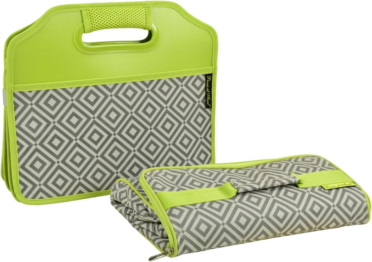 Picnic at Ascot Original Folding Trunk Organizer With Cooler, Red Chevron