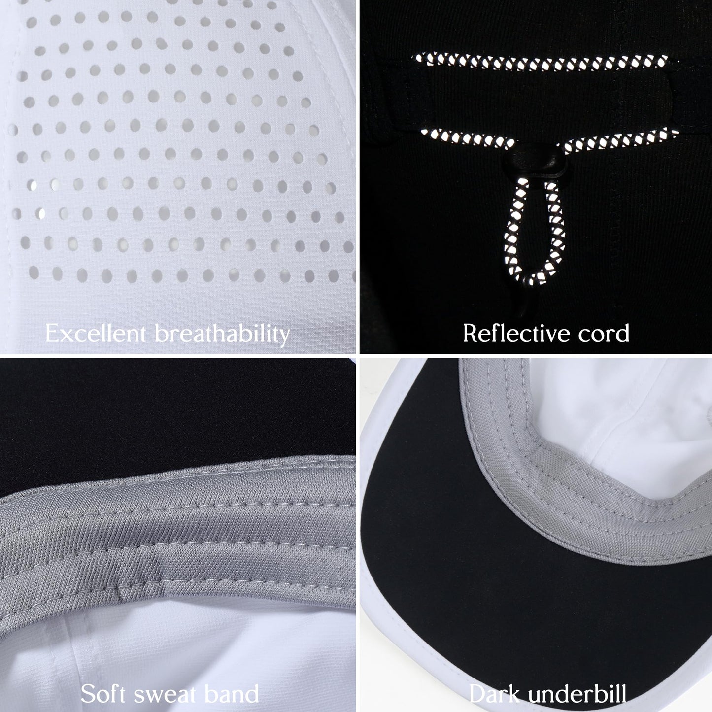 GADIEMKENSD Running Ponytail Hat for Women Dri Fit Baseball Cap Mesh Cooling High Messy Bun Ponycap Breathable Foldable Reflective Sports Hats for Workout Hiking Gym Golf White