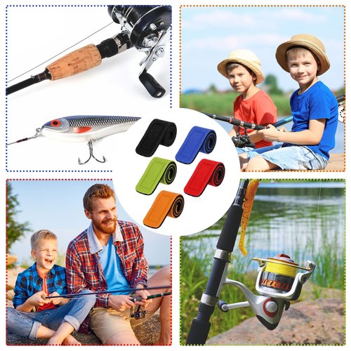 Wettarn 30 Pcs Fishing Pole Straps Fishing Rod Wrap Elastic Pole Carrier Rod Ties Stretchy Holder for Gear and Equipment Casting Rods Holder Strap Belt(Multicolor)