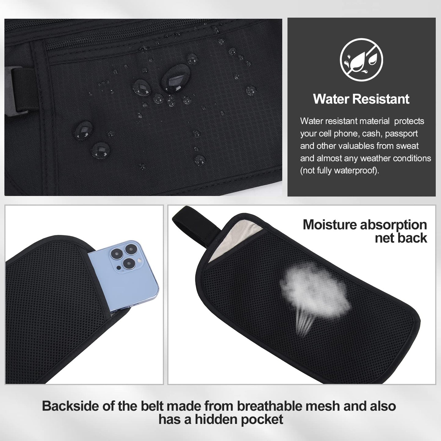 Money Belt for Travel - RFID Slim Passport Holder Travel Pouch Concealed， Anti-theft