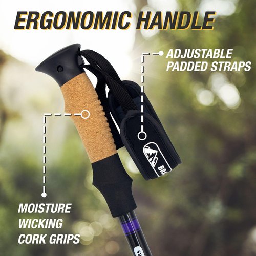 Brazos Trekking Poles for Hiking | Collapsible Walking Stick | 24" to 54" (Pair of 2) 9.7oz Ultra-Light Aluminum with Cork Grip | Hiking in All Terrains & Seasons
