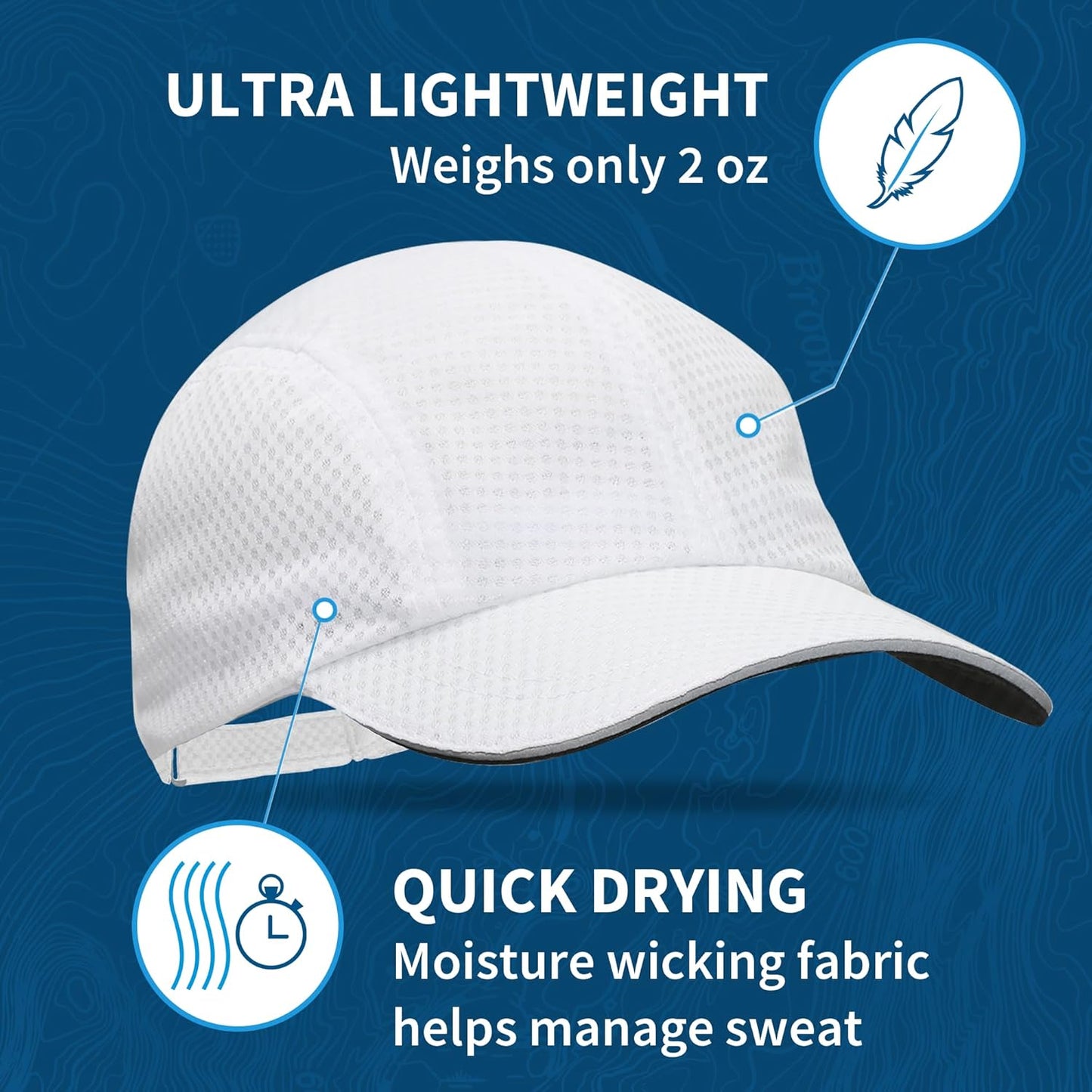TrailHeads Performance Mens Running Hat - Lightweight, Quick Dry Workout Hats for Men - Athletic Sports Cap for Tennis, Gym
