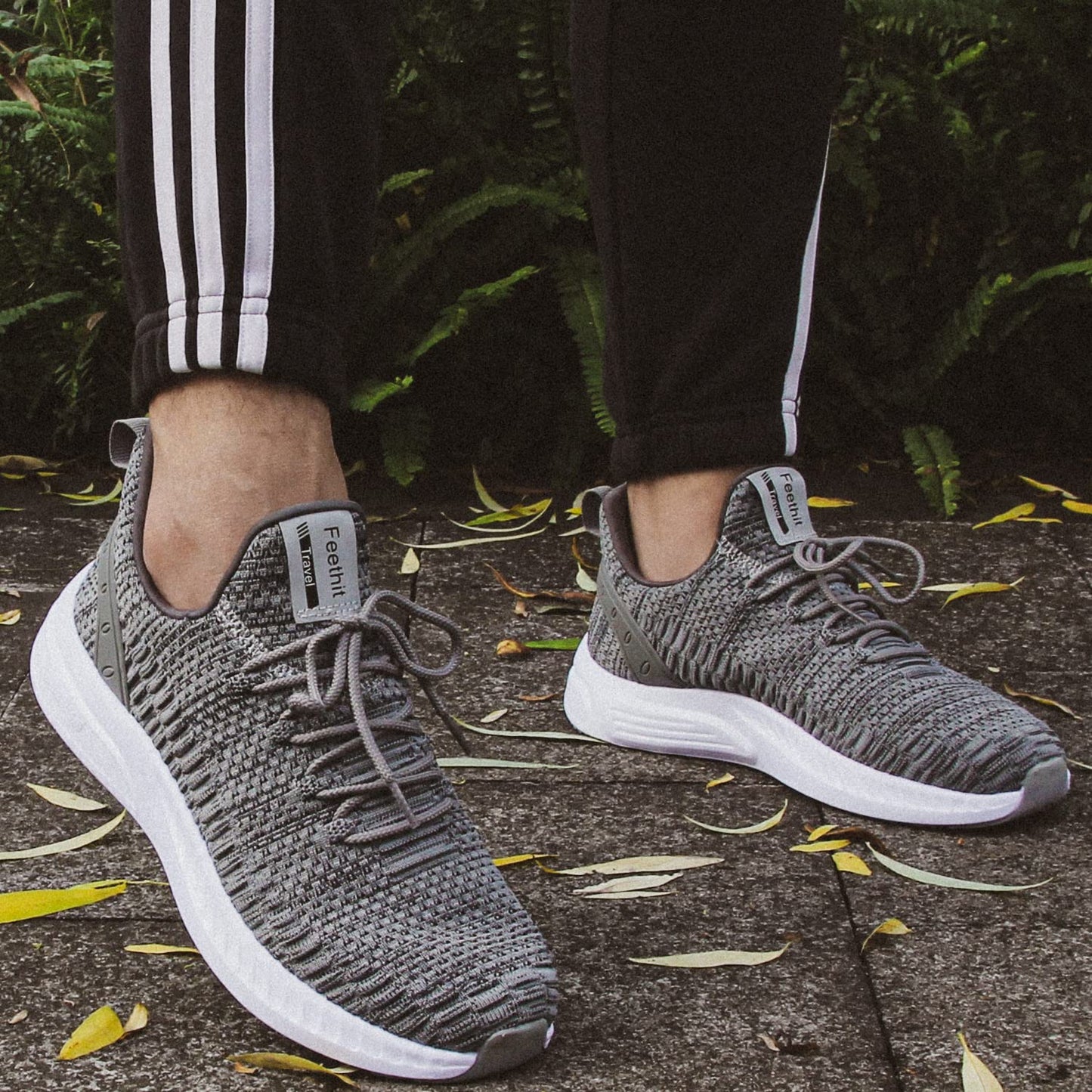 Feethit Mens Slip On Walking Shoes Blade Tennis Shoes Non Slip Running Shoes Lightweight Workout Shoes Breathable Mesh Fashion Sneakers Light Grey Size 10.5