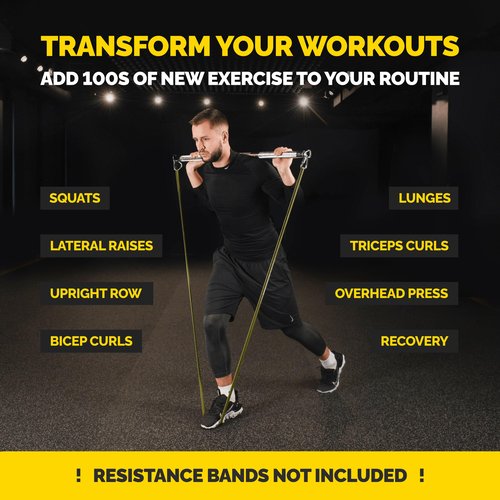 Heavy Duty Steel Resistance Band Bar - Portable Resistance Bar for Resistance Bands - Resistance Bar for Working Out - Dual Cable Machine Bar - Straight Bar Cable Attachment