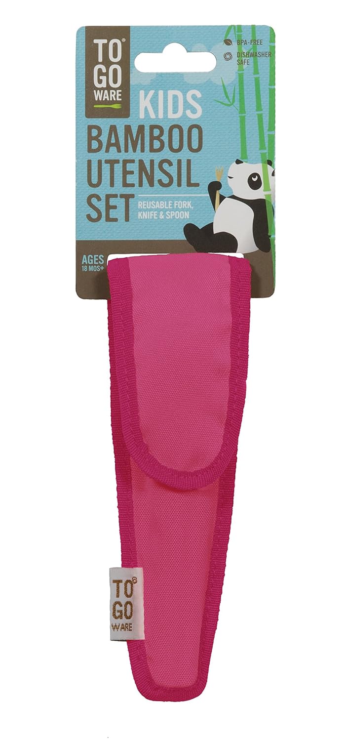 Kid's Bamboo Utensil Set Melon Pink, 1 EA